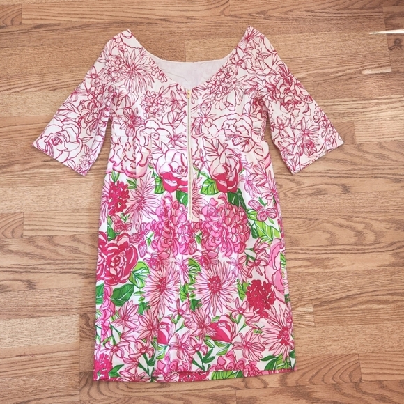 EUC Lilly Pulitzer Floral Pink and Green Dress, Size 6 - Picture 4 of 8